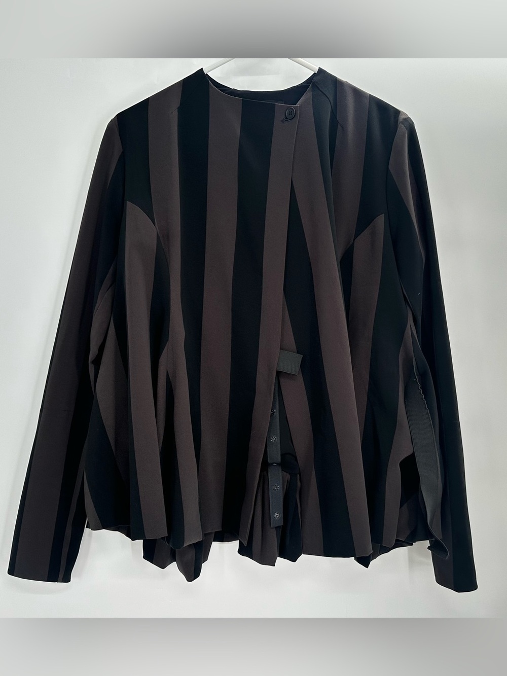 ELM Design Avant Garde Striped Wrap Jacket Top Black Brown Size 1